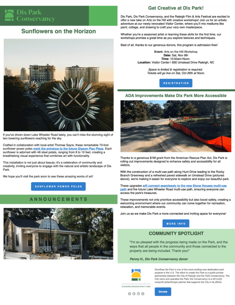 Dix Park Conservancy Newsletter