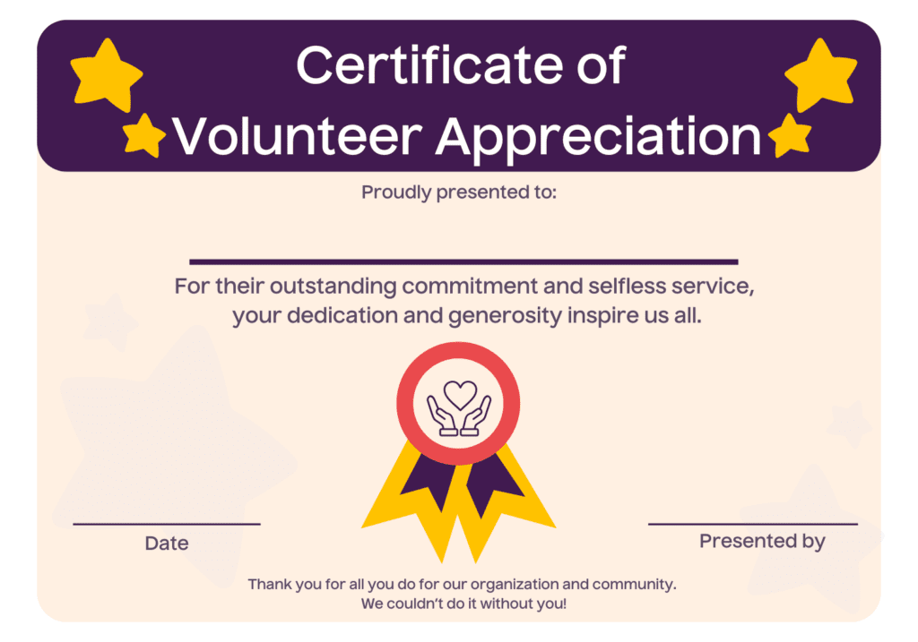 Volunteer Appreciation Certificate